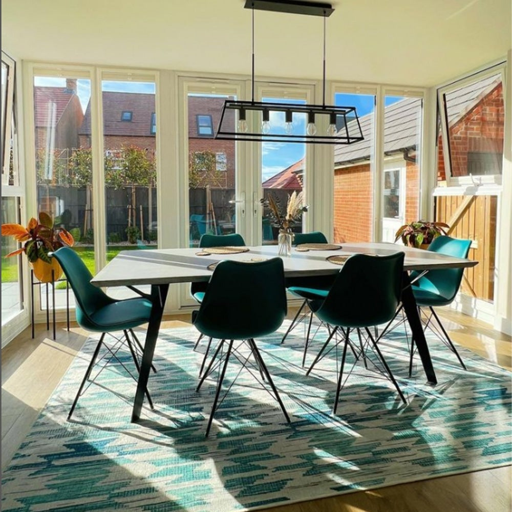 Soho Teal Plastic Dining Chair with Black Metal Legs