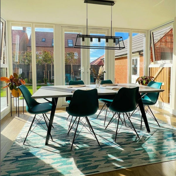 Soho Teal Plastic Dining Chair with Black Metal Legs