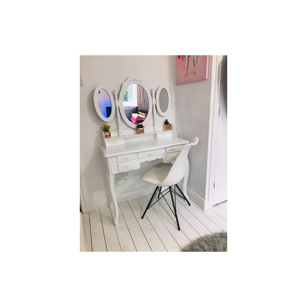 Soho White Plastic Dining Chair with Black Metal Legs