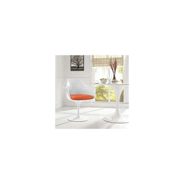 White and Orange PU Chelsea Armchair