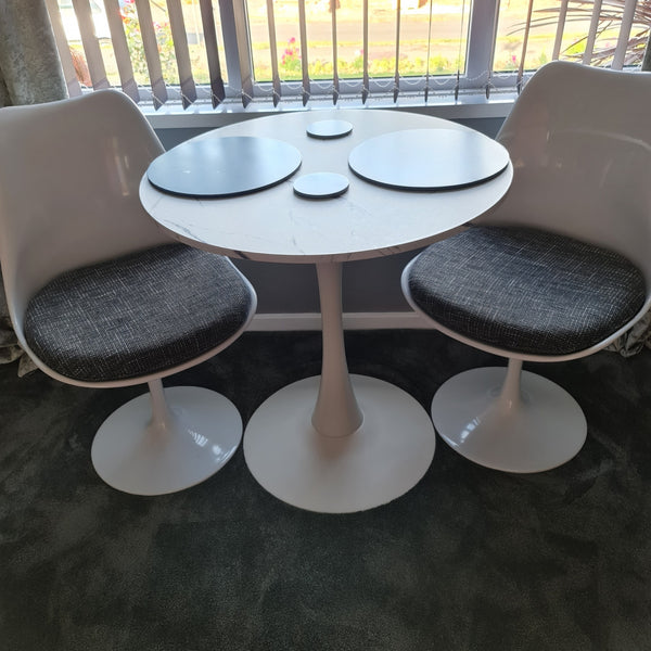 White and Textured Dark Grey Chelsea Side Chair