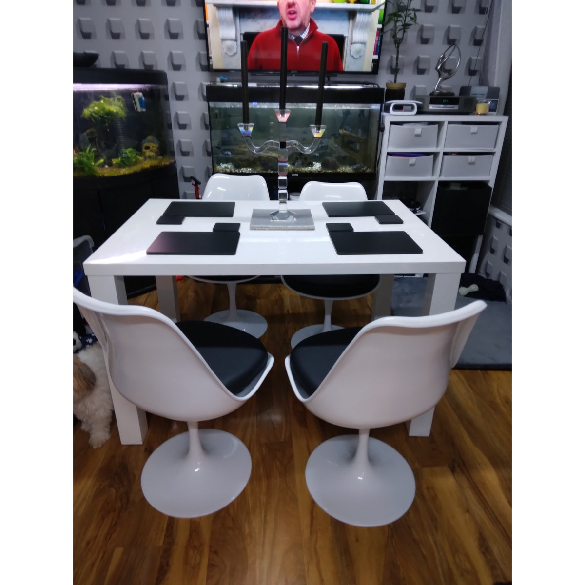 White and Black PU Chelsea Side Chair