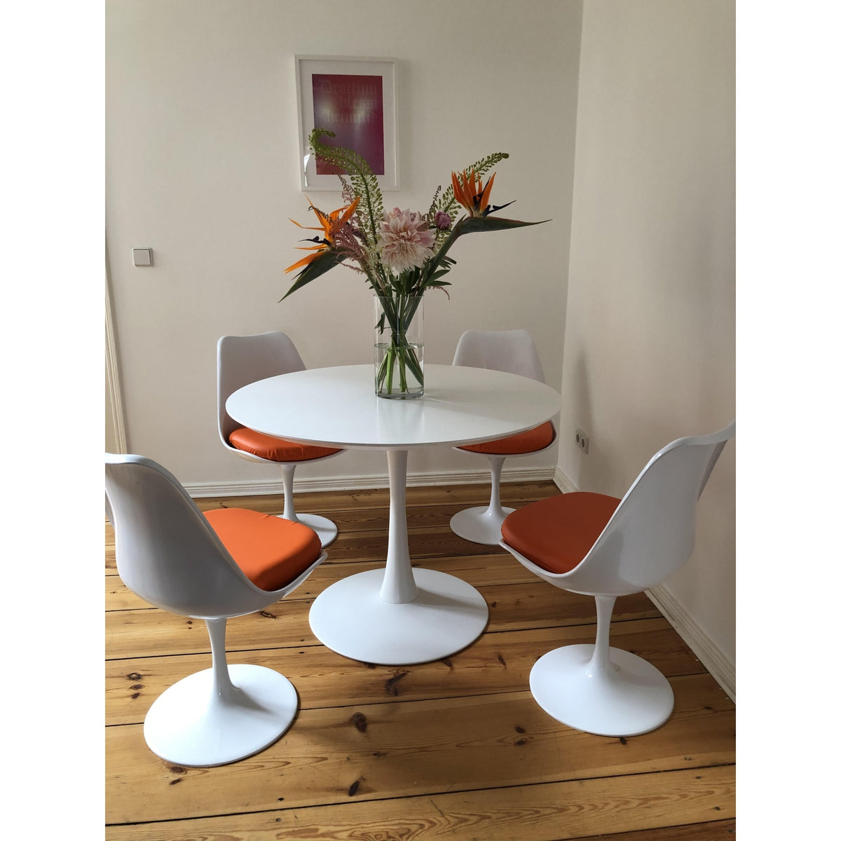 White and Orange PU Chelsea Side Chair