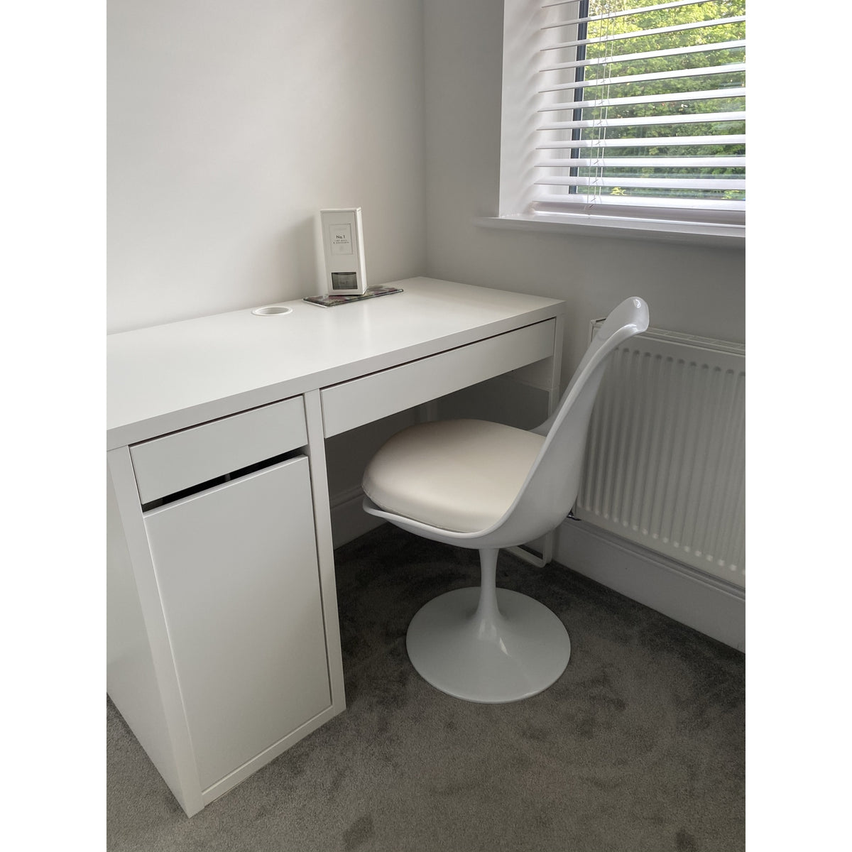 White and White PU Chelsea Side Chair