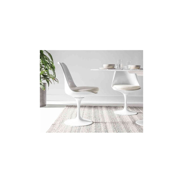 White and White PU Chelsea Side Chair