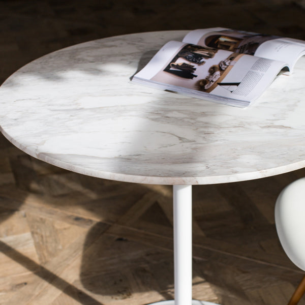 Chelsea Set - Marble Medium Circular Table with Two Chairs - Various Colours