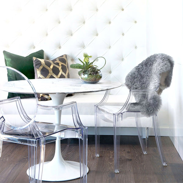 Chelsea Set - Marble Medium Circular Table with Two Chairs - Various Colours