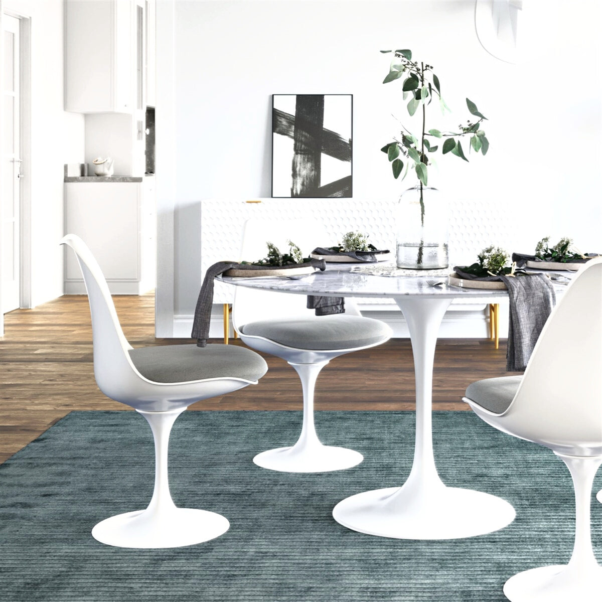 Chelsea Set - Marble Medium Circular Table with Two Chairs - Various Colours