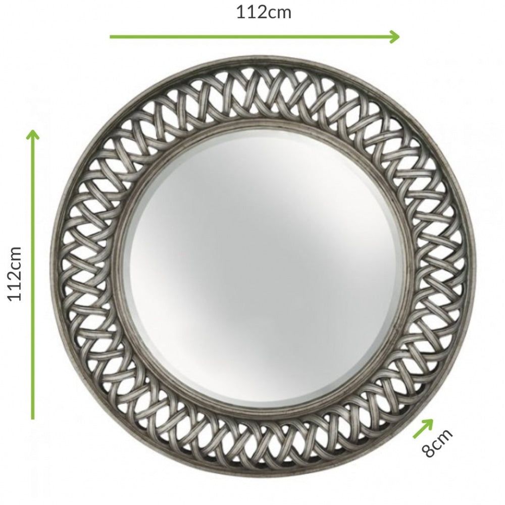 Vintage Style Silver Circular Mirror