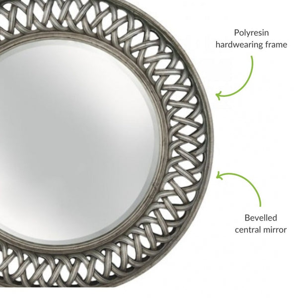 Vintage Style Silver Circular Mirror