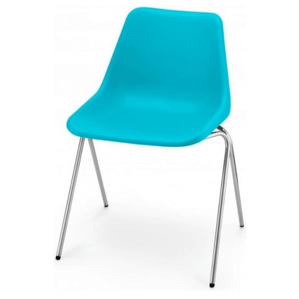 Bright Blue Robin Day Poly Side Plastic Chair