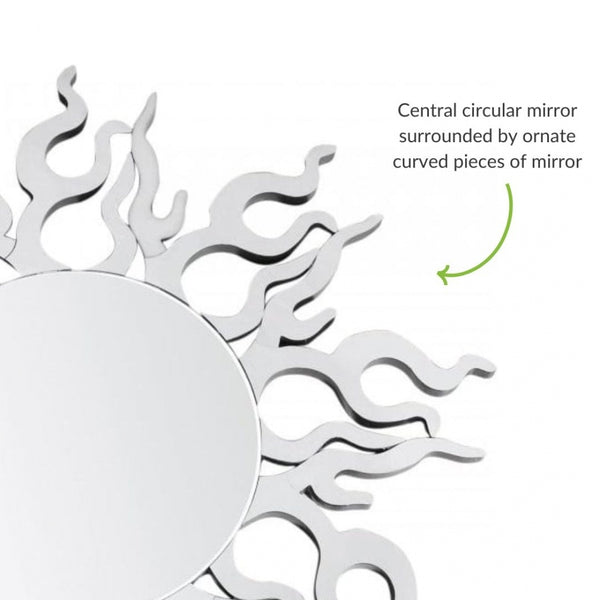 Large Sun Spoke Circular Wall Mirror
