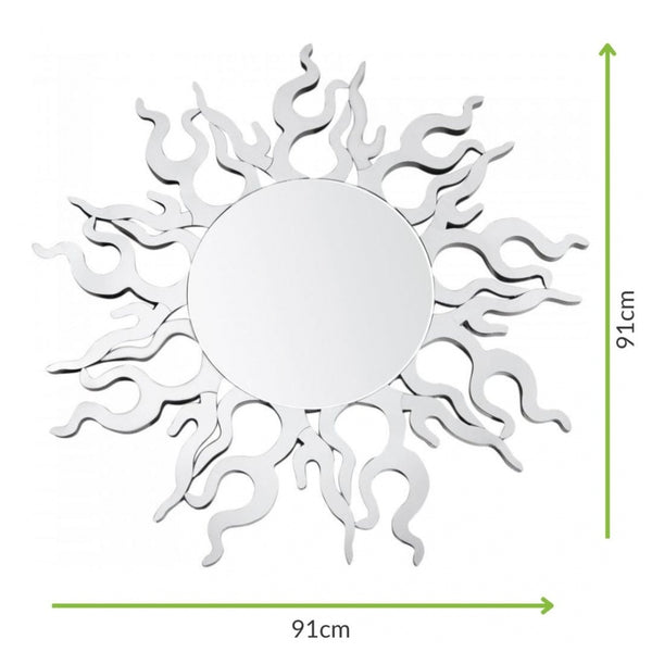 Large Sun Spoke Circular Wall Mirror