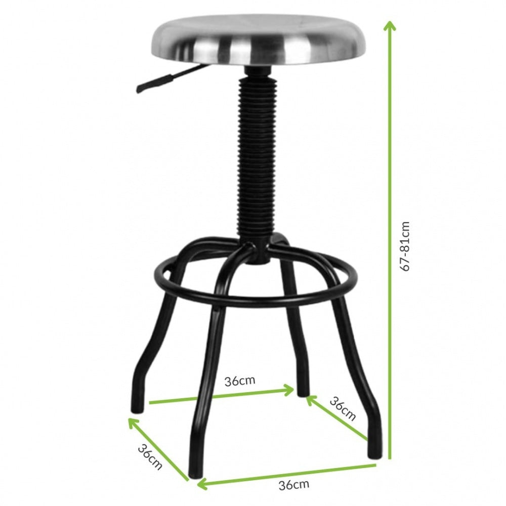 Silver and Black Industrial Style Bar Stool