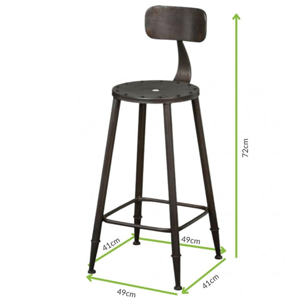 Dark Grey Metal Warehouse Style Bar Stool