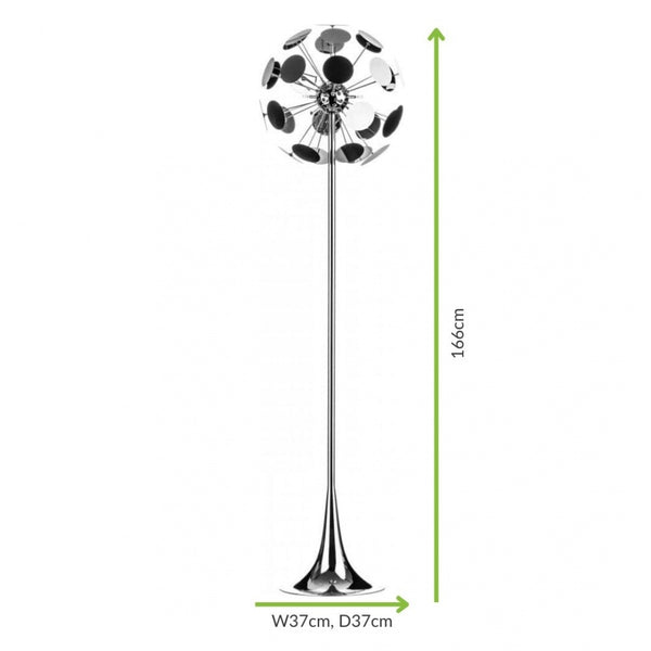 Chrome Tall Floor Standing Lamp with Disc Shade
