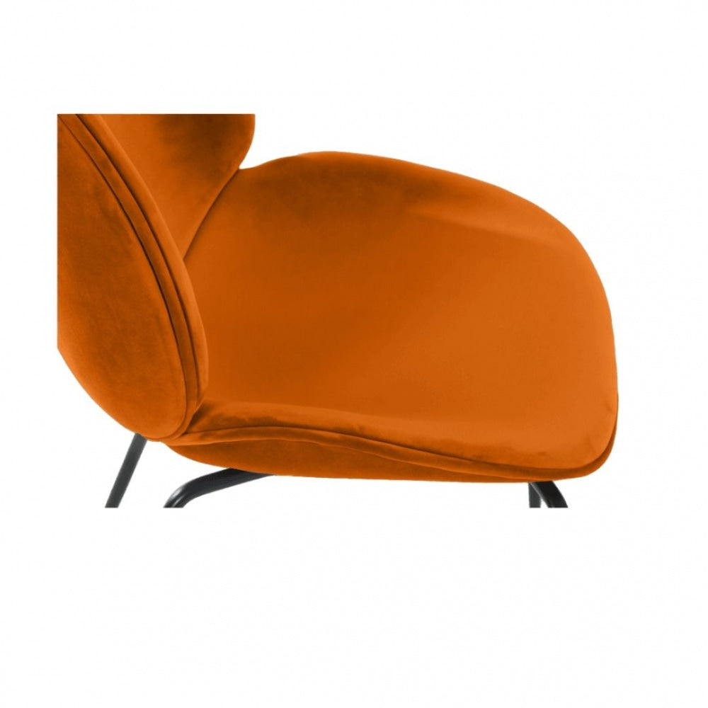 Luxurious Orange Velvet Dining Chair with Black Metal Legs