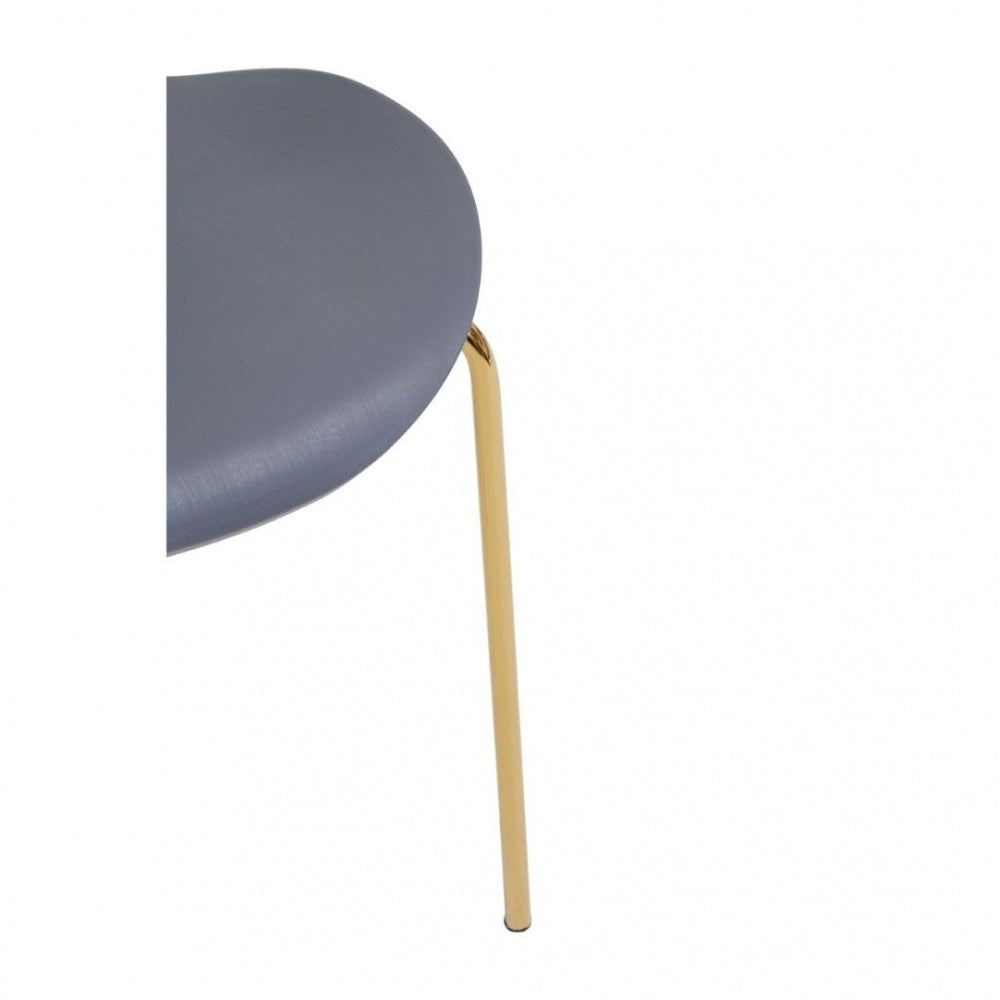Luxe Grey Plastic Moulded Dining Chair With Gold Metal Legs
