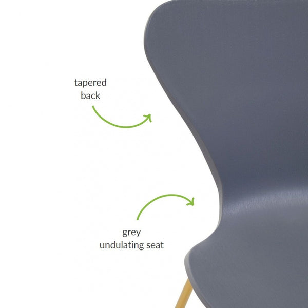 Luxe Grey Plastic Moulded Dining Chair With Gold Metal Legs