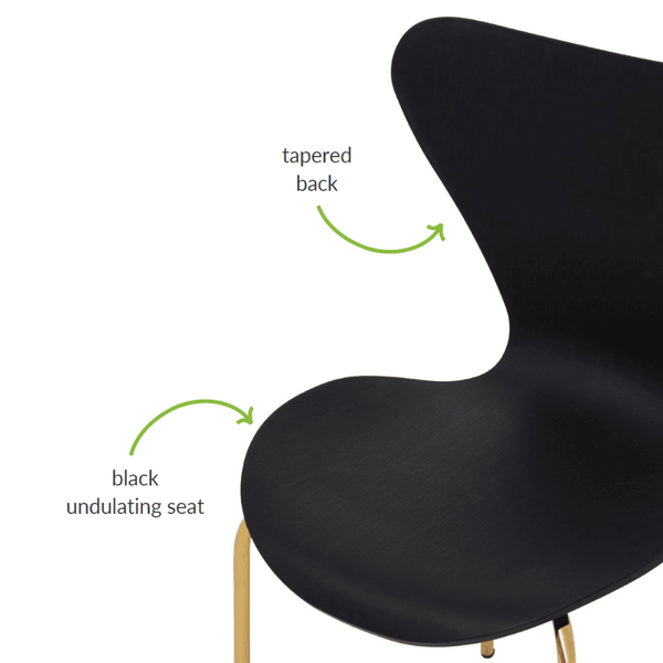 Luxe Black Plastic Moulded Dining Chair With Gold Metal Legs