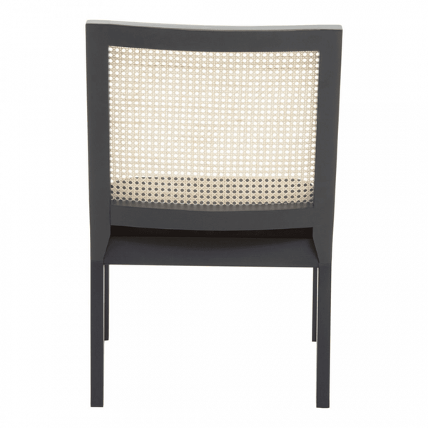 Eco-Friendly Cane Rattan And Velvet Black Armchair
