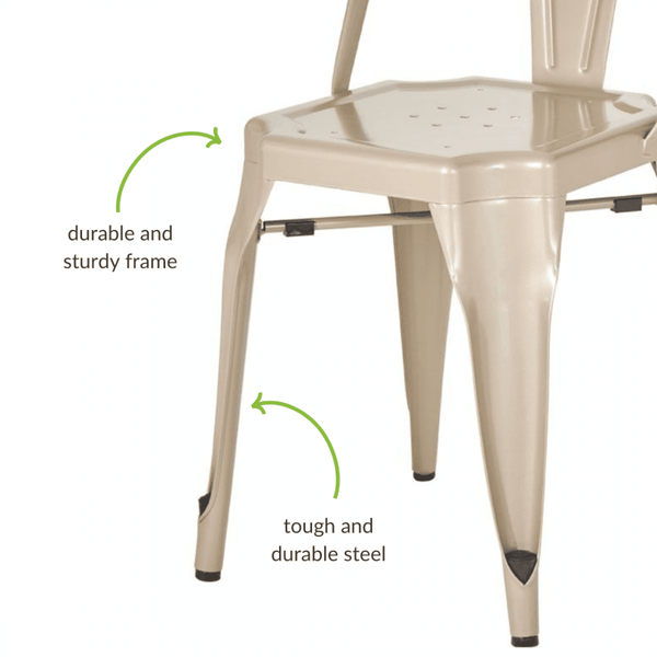 Industrial Champagne Metal Dining Chair