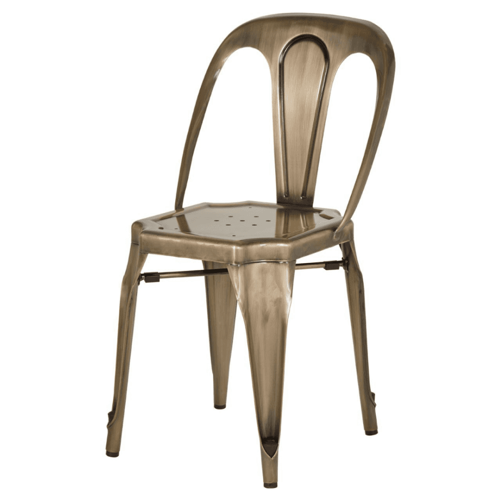 Industrial Gold Brass Metal Dining Chair