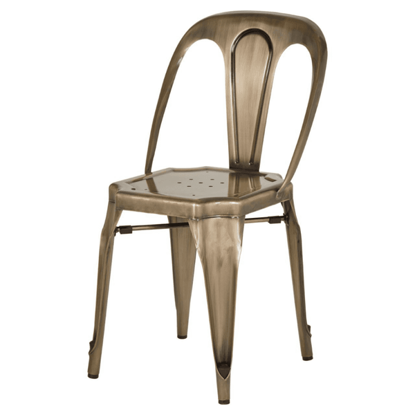 Industrial Gold Brass Metal Dining Chair