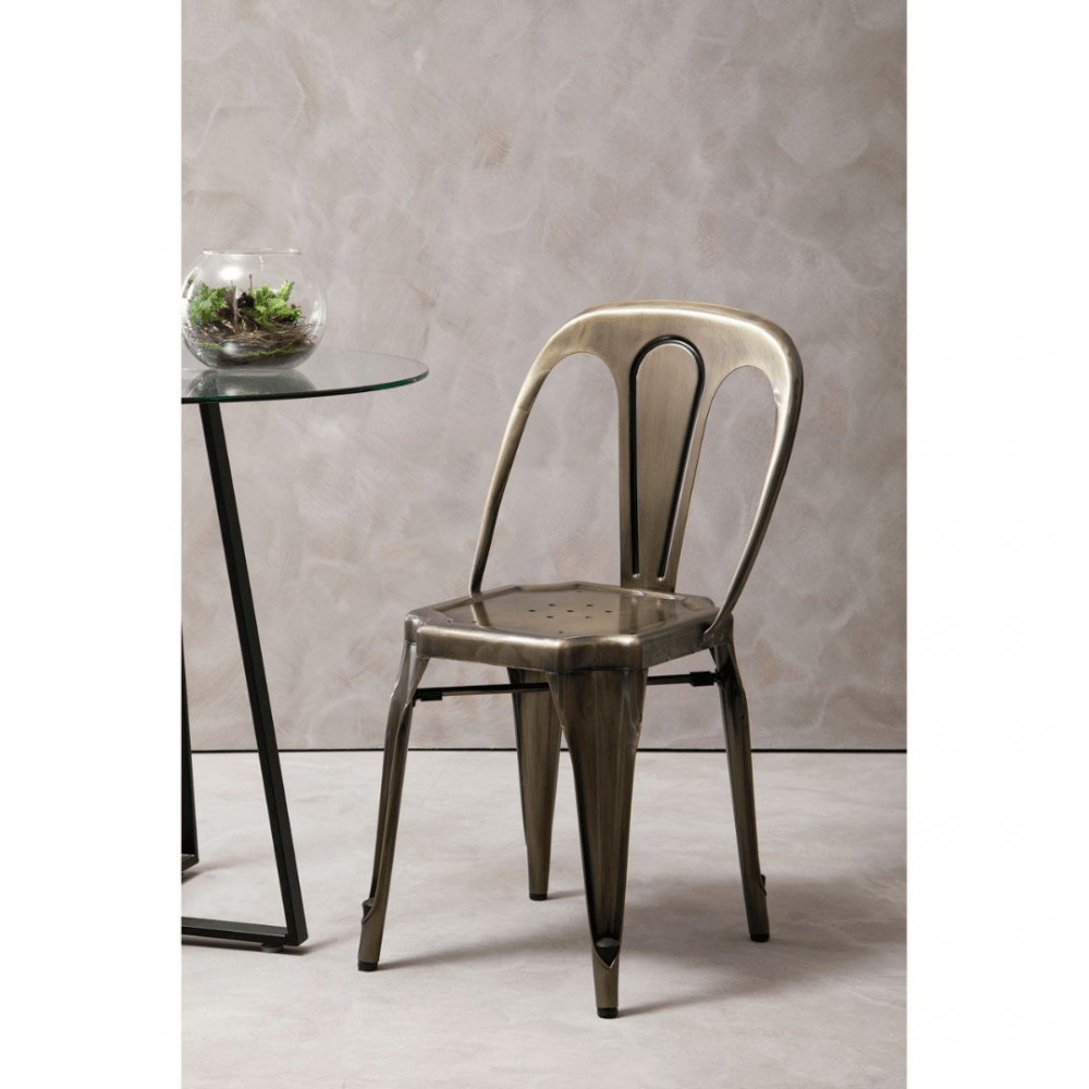 Industrial Gold Brass Metal Dining Chair