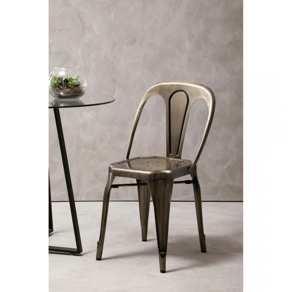 Industrial Gold Brass Metal Dining Chair