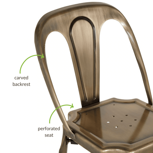 Industrial Gold Brass Metal Dining Chair