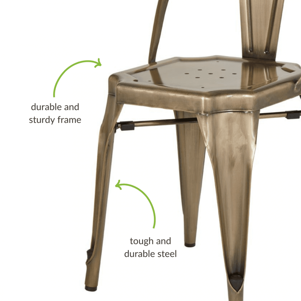 Industrial Gold Brass Metal Dining Chair