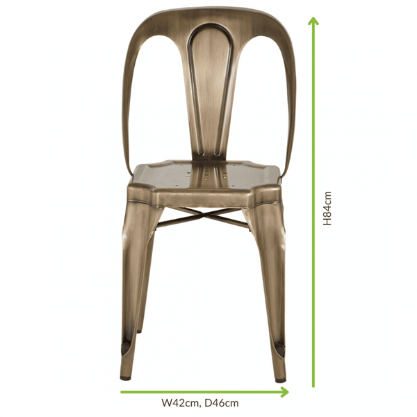 Industrial Gold Brass Metal Dining Chair