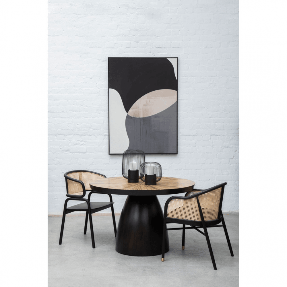 OUTLET Eco-Friendly Rattan And Velvet Black Armchair With Gold Tip Legs