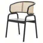 Eco-Friendly Rattan And Black Birchwood Dining Chair