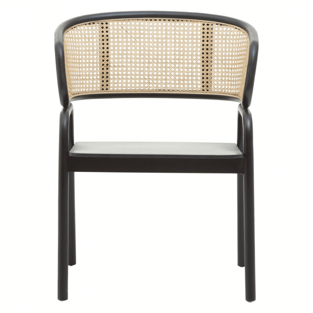 Eco-Friendly Rattan And Black Birchwood Dining Chair