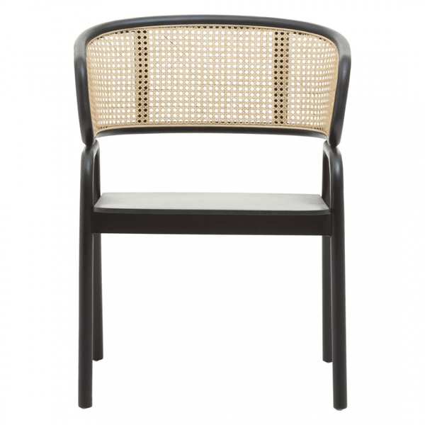 Eco-Friendly Rattan And Black Birchwood Dining Chair