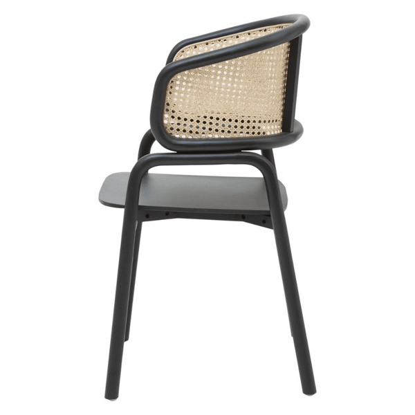 Eco-Friendly Rattan And Black Birchwood Dining Chair
