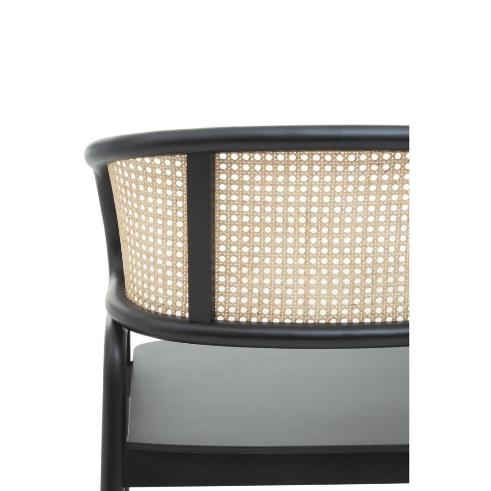 Eco-Friendly Rattan And Black Birchwood Dining Chair