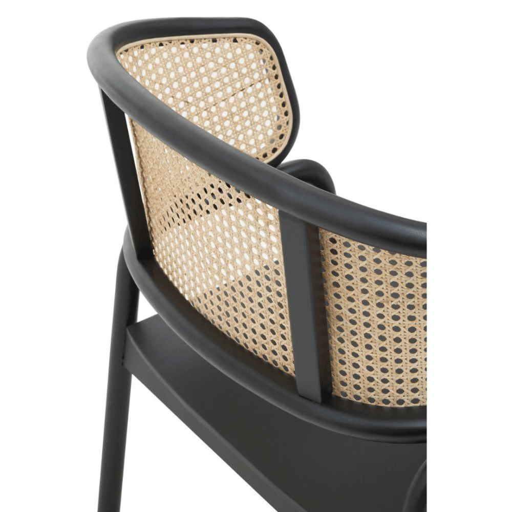Eco-Friendly Rattan And Black Birchwood Dining Chair
