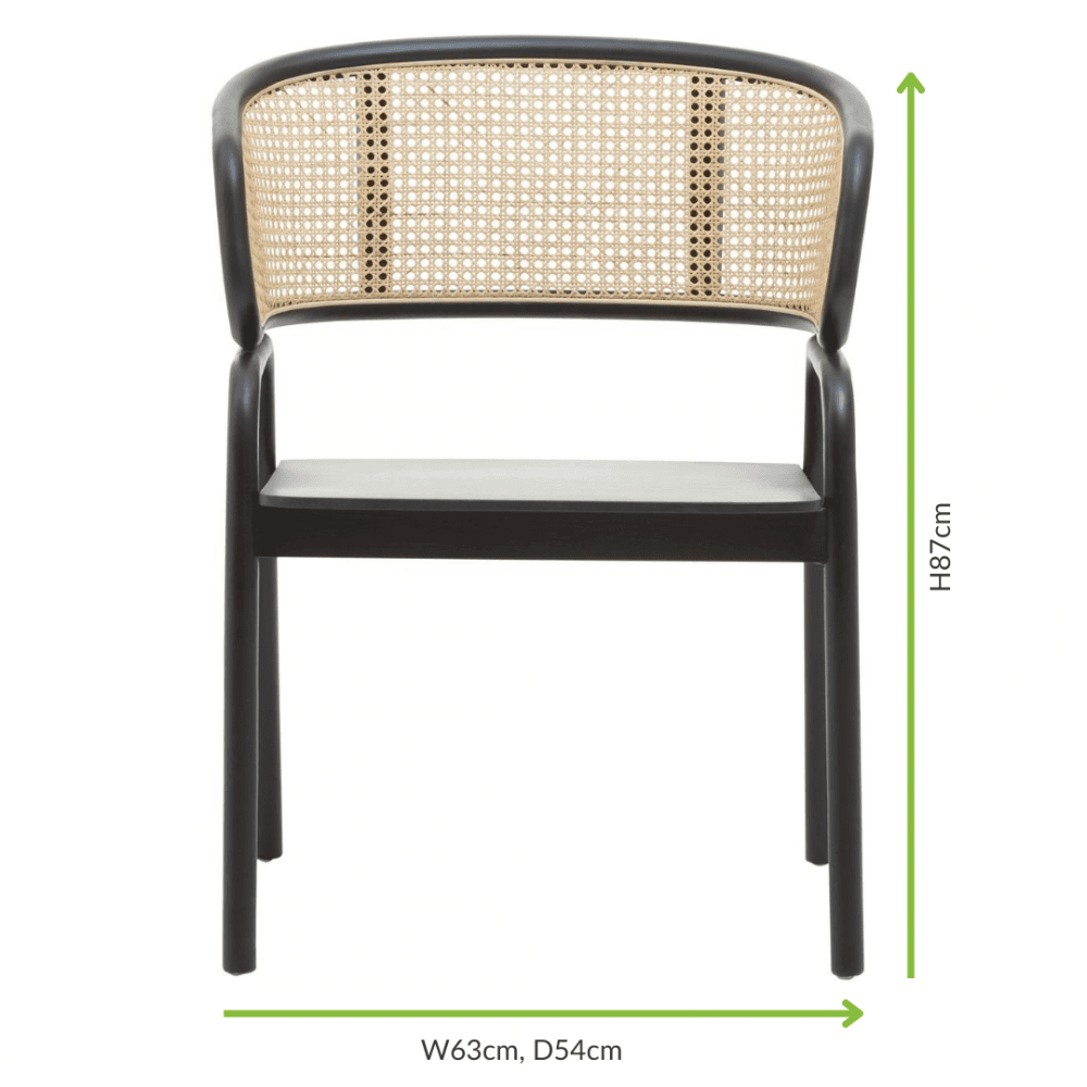 Eco-Friendly Rattan And Black Birchwood Dining Chair