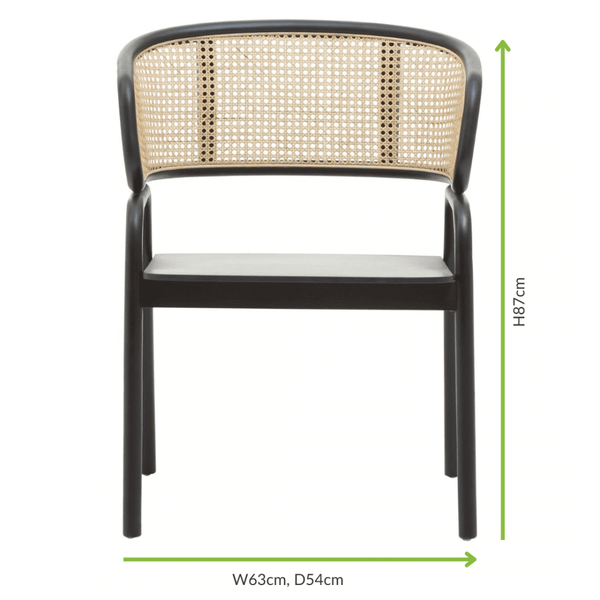 Eco-Friendly Rattan And Black Birchwood Dining Chair