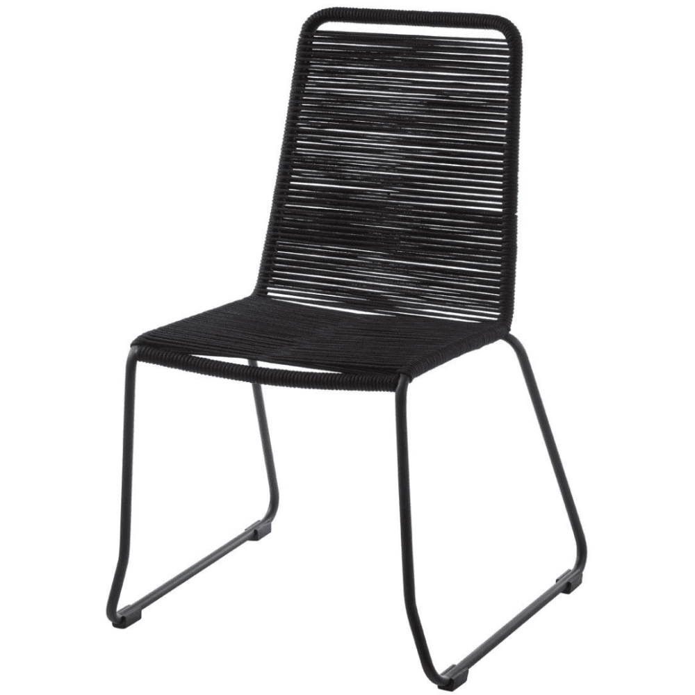 Black Natural Rope Chair With Black Iron Legs