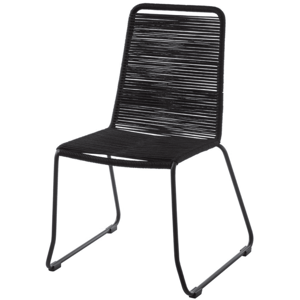 Black Natural Rope Chair With Black Iron Legs