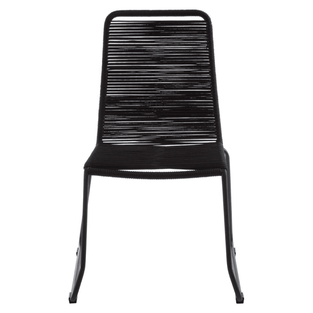 Black Natural Rope Chair With Black Iron Legs