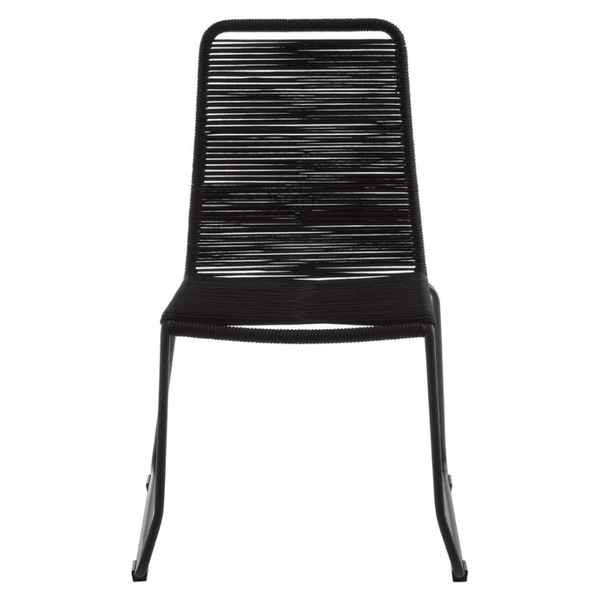 Black Natural Rope Chair With Black Iron Legs