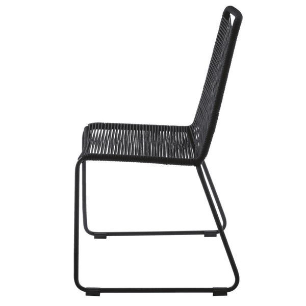 Black Natural Rope Chair With Black Iron Legs