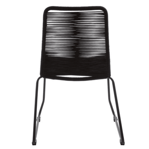 Black Natural Rope Chair With Black Iron Legs
