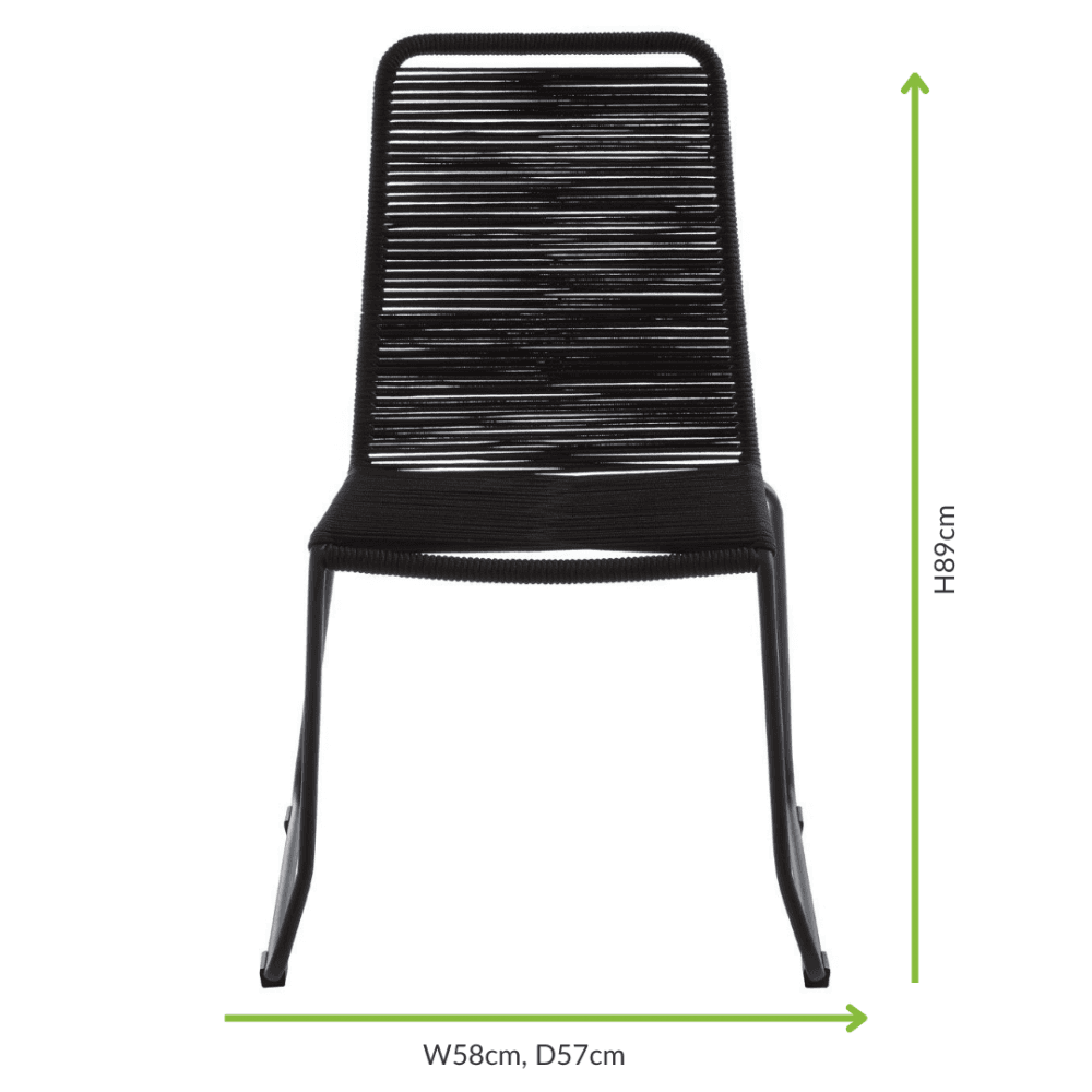 Black Natural Rope Chair With Black Iron Legs