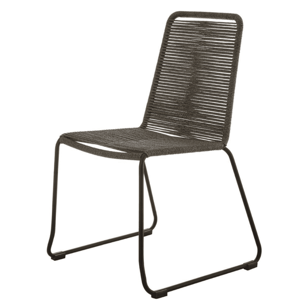 Grey Natural Rope Chair With Black Iron Legs